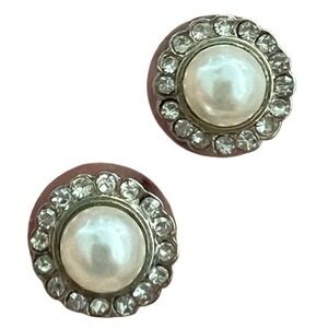 Vintage Pearl ? & Rhinestone ? Earrings